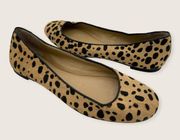 Cheetah Animal Calf Hair Leather Ballet Flats 7.5