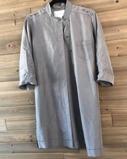 Brochu Walker Silk Shirtdress in Metallic Taupe Size S