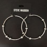 New Steve Madden Floating Silver Balls Hoops