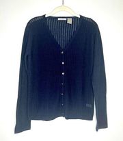 NEW Cutter & Buck Navy Blue Open Weave‎ Cardigan Women’s Small