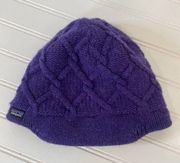 Patagonia  Womens Purple Wool Lined Cable knit Winter Beanie Hat one size