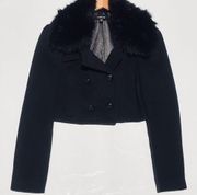 BEBE Cropped faux fur trimmed peacoat