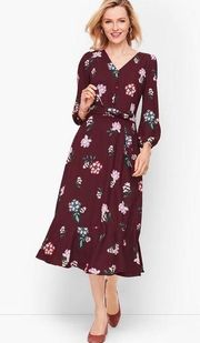 CREPE FIT & FLARE MIDI DRESS