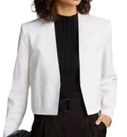 Theory white collarless blazer jacket linen blend eco crunch wash