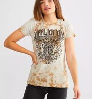 Affliction NWT  DEADWOOD S/S BRAIDED DYE WOMEN TEE SZ XS