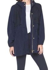 Athleta Navy Rainfall Swing Parka Hooded Full Zip Rain Jacket Size S/M