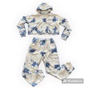 Target Wild Fable Tie Dye Sweat Suit Set Pants Hoodie Medium Blue White