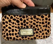 Used condition Nine‎ West Zip Pouch Cheetah Black Leather Coin Purse