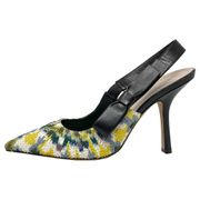 Dior Sweet- D Beaded Embroidered Multicolor Pointed Toe Slingback Pumps Heels