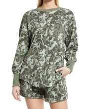 NWT Nordstrom brand Caslon Sweatshirt in Olive Floral Camo