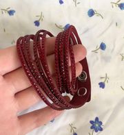 Ruby red  Wrap Button Bracelet
