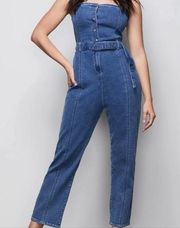 Good American belted corset denim jumpsuit size 2 medium