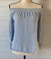 Staccato Off the Shoulder Blouse Blue Sz Medium
