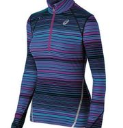 ASICS Women’s 1/2 Zip Bondi Blue Stripe Thermostripe Running Top Size Small