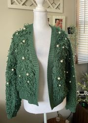 Green Loop Knit Cardigan