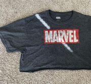 Marvel Comics Shirt Women's Medium Gray Crop Top T-shirt Size Large