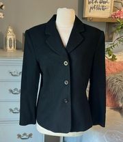 Vintage Cashmere Wool Black Blazer Jacqueline Ferrar Jacket Suit Womens 8