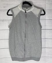 Fabletics Womens Temecula Vest Zip Mesh Panels Kangaroo Pocket Gray Size Small