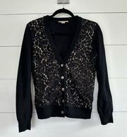 Michael Kors Collection Lace Cashmere Cardigan Black Size Small