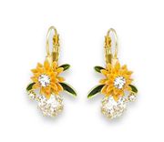 CZ Flower Dangle Drop Earrings for Women