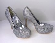 Pazzle Glam Rhinestone High Heel Stilettos 5” Heel Size 8.5