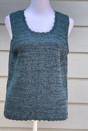 Sigrid Olsen Sport Teal & Black Sleeveless Sweater Size Medium NWT