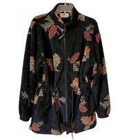 Vintage Black Mountain Outdoors Fleece Pine Cone Print Zip Up Jacket