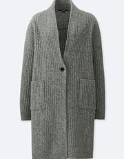 NWOT Uniqlo Gray Wool Ribbed Knitted Coat xs