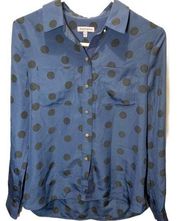 Juicy couture polka dot button down navy black XS