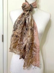 White House Black Market 100% Silk Snake Skin Pink Scarf