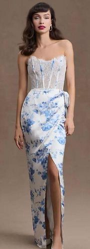 V Chapman Blue Floral Wrap Dress Size 12