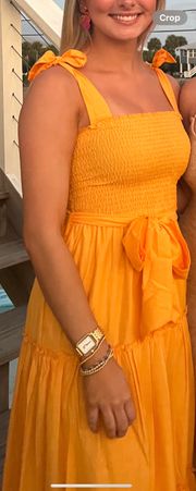 Orange Smocked Maxi Dress