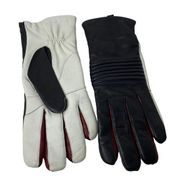 Isabel Marant Lambskin Leather Two Tone White and Black Gloves