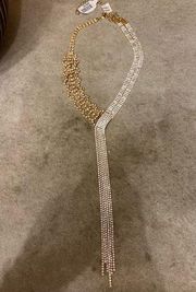 Free People Edge of Romance Gold Rhinestone Necklace-NWT