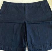 Womens 22W Bermuda Shorts Flat Front Stretch Dark Rinsed Denim Business Casual