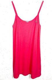 Lacoste Womens Spaghetti Strap Tank Dress Pink Mini Cotton Stretch Size Small