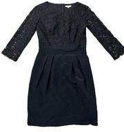 Shoshanna Black Cocktail Dress Mini Lace Sleeves 2