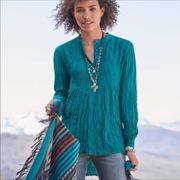 Sundance pleated  Falls Hi low blouse S