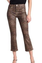 Frame Le Crop Mini Boot Jeans in Vanilla Multi Tan Brown Snake Print, Size 26