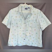 vintage size large light blue button up shirt