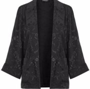Blazer Oversized Kimono Style Jacquard Floral in Black Size 2