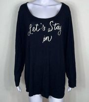 Sunday “Let’s Stay In” Long Sleeve Wide Neck Soft Tshirt
