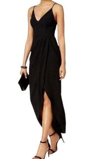 size 2 Ribbed black Ribbed spaghetti strap Sweetheart wrap maxi dress