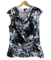 Relativity mock wrap abstract print drape neck petite sleeveless blouse size PXL