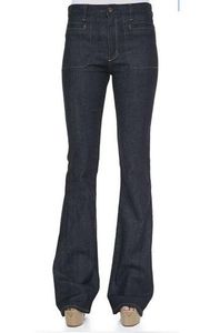 NEW Theory Women's Size 30 X 34 Long Bell Bottom Jeans Dark Blue Leonata $215