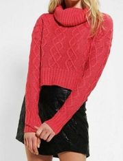 Urban Outfitters UO Pins and Needles Red Cable Knit Cropped Chunky Sweater L