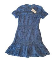 Saylor Collier Lace Ruffle Minidress In Blue NWT size small