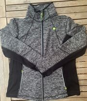 Black Print Zip Up Sports/athletic Jacket