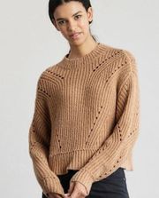 Elizabeth and James Oversize Tan Brown Sweater‎ Relaxed Fit Open Knit Size Large