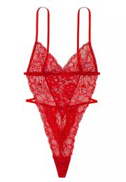 NWT Unworn/Unopened Victoria’s Secret Lacy Unlined High Leg Red Teddy - Size S
